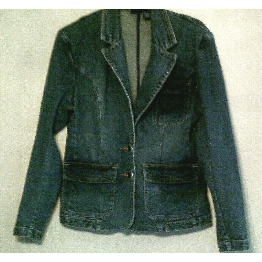 Denim Jacket by High Sierra  Blazer Style- Button Down- Front Pockets  Size M
